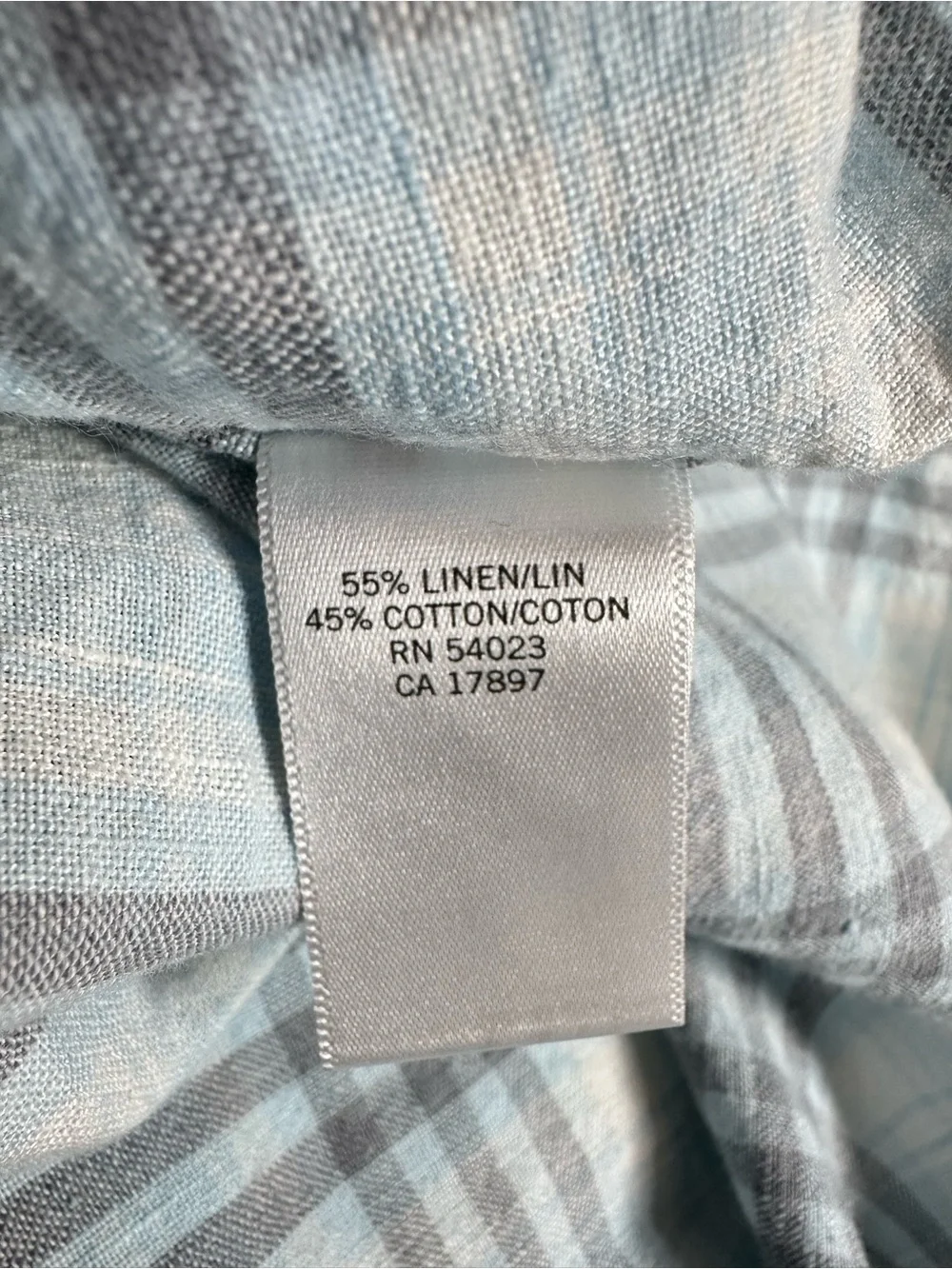 Men’s Banana Republic Light Blue Plaid Linen Blend Long-Sleeve Button-Down Shirt